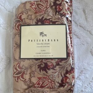 New in Package Pottery Barn Tascha Euro Sham in Red and Cream Floral